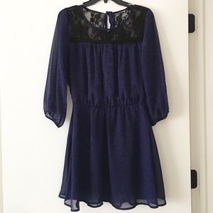 Royal blue & black lace dress